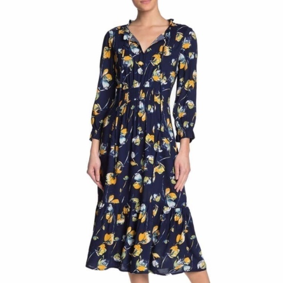 FLORAL Smocked Waist Midi Dress - Picture 1 of 2
